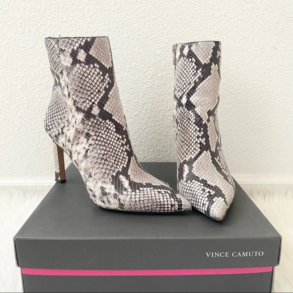 VINCE CAMUTO Glossy Pyton Booties - Picture 1 of 5